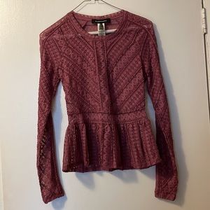 NWT BCBG Max Azria Semi Sheer Lace Peplum Top
